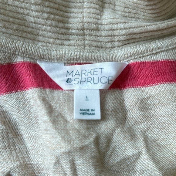 Stitch Fix Market & Spruce Long Open Cardigan Pink Stripe Lightweight Knit L - Picture 6 of 7